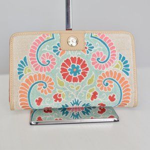 Spartina 449 Pink Dulce Embroidered Snap Wallet